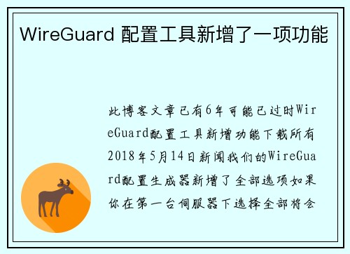 WireGuard 配置工具新增了一项功能 